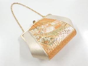 リサイクル　佐賀錦束ね熨斗に花模様織り出し和装バッグ